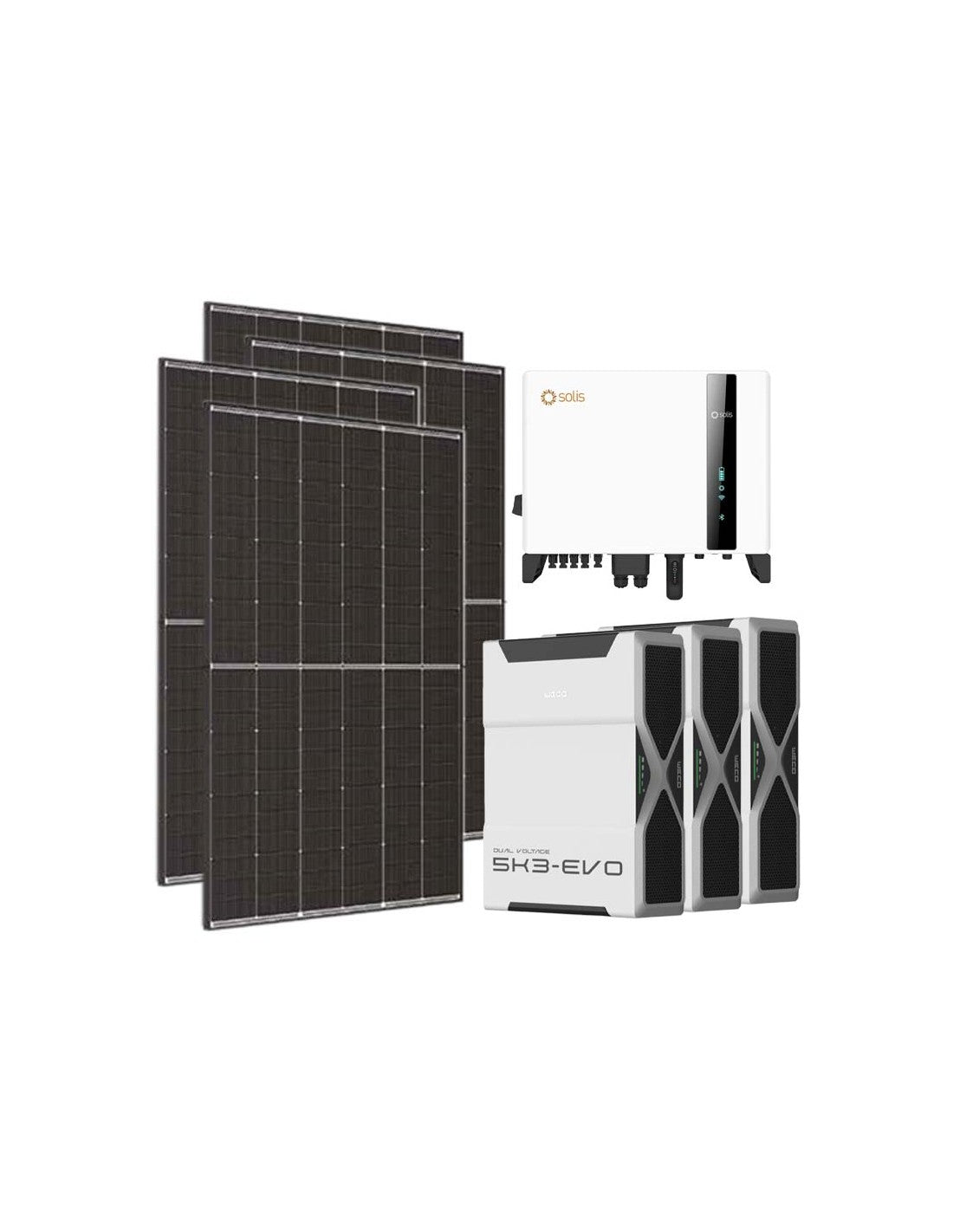 Dreiphasiges Photovoltaik-Kit 5400W Wechselrichter Solis 5kW Lithium 15.6kWh Weco EVO 5k3
