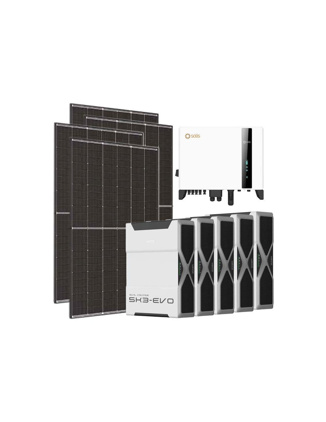 Dreiphasiges Photovoltaik-Kit 8100W Wechselrichter Solis 8kW Lithium 26.1kWh Weco EVO 5k3