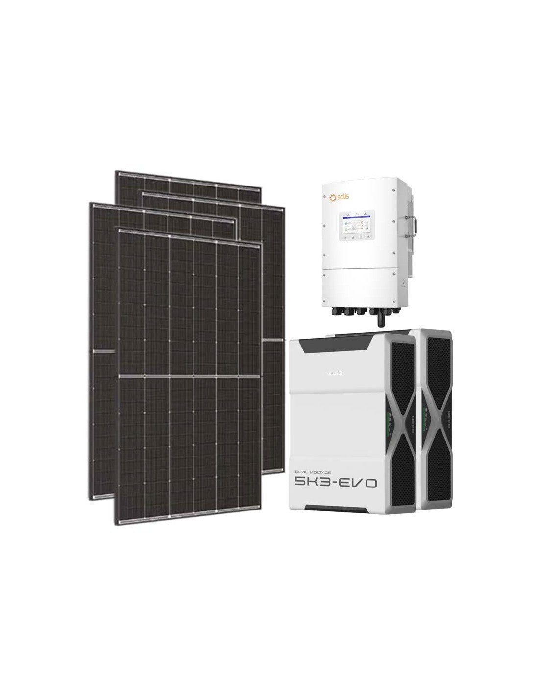 Dreiphasiges Photovoltaik-Kit 8100W Wechselrichter Solis LV 8kW Lithium 10.4kWh Weco...