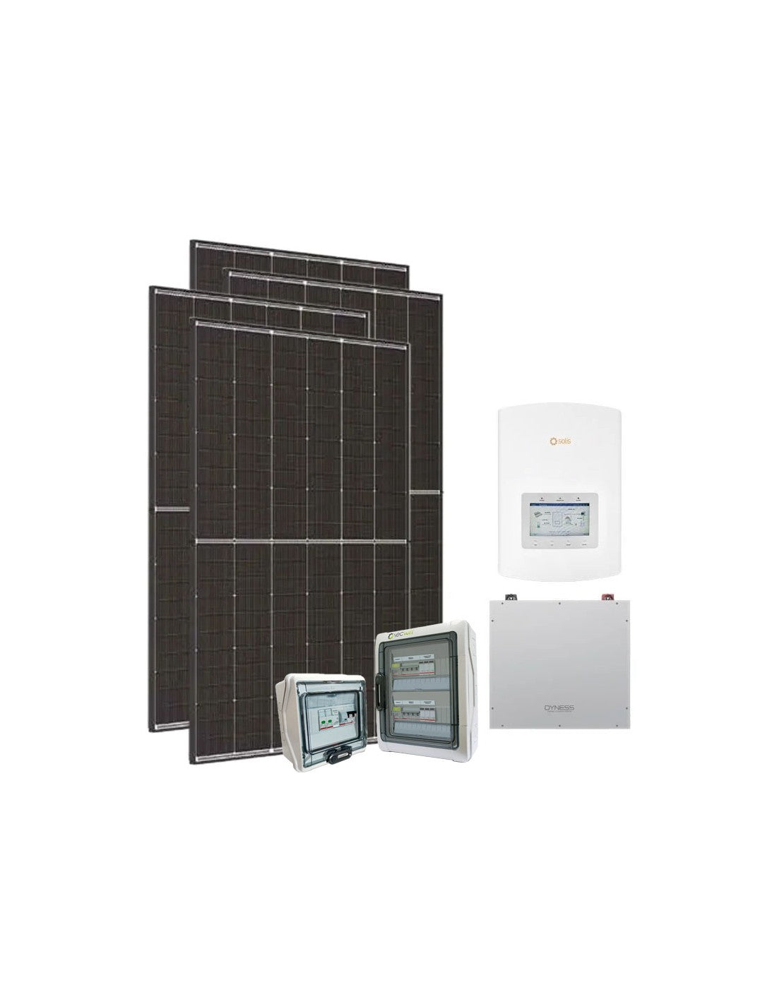 Einphasige Photovoltaik-Kit 3150W PLUS Inverter Solis 3kW Akku Dyness 5.12kWh