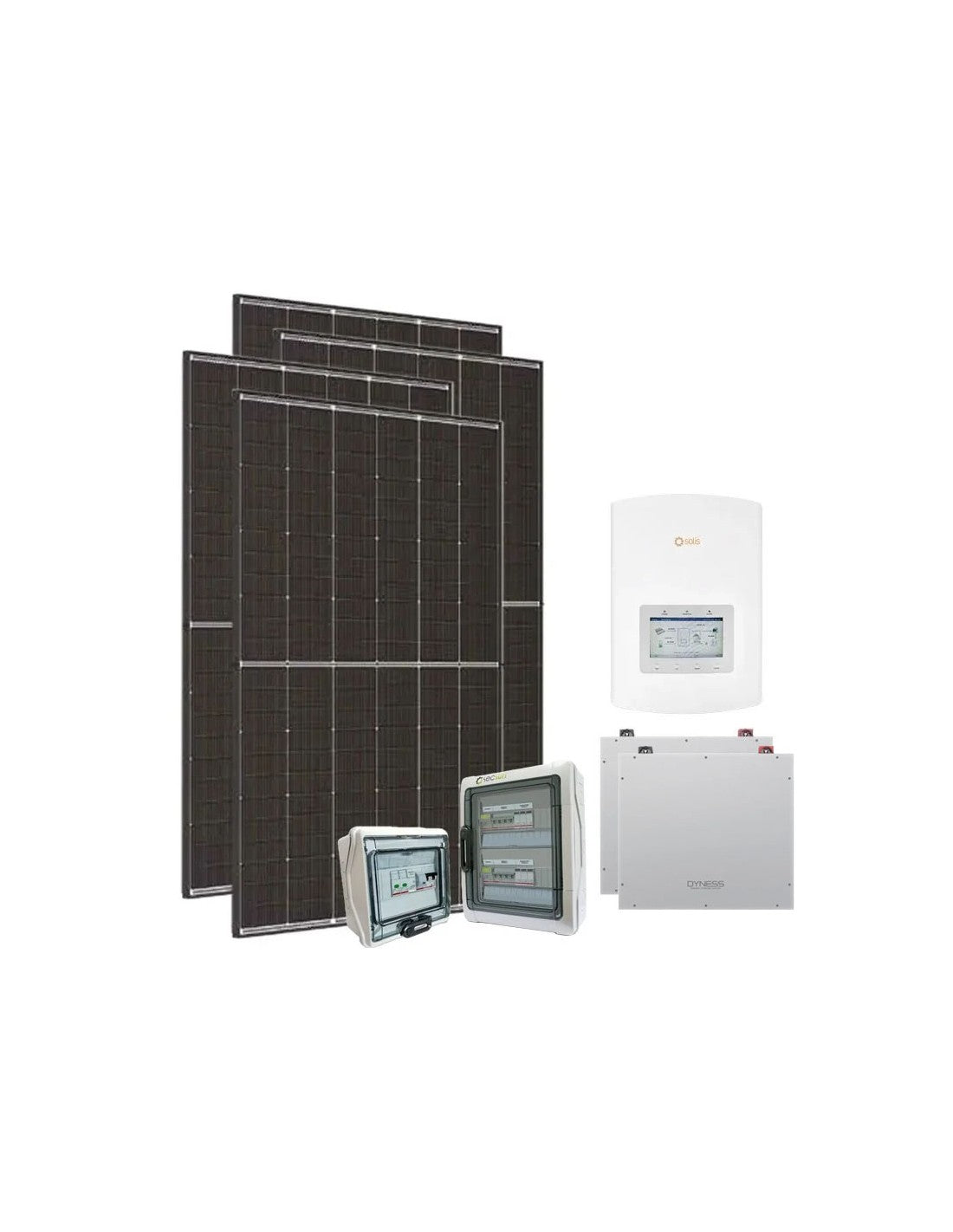 Einphasige Photovoltaik-Kit 3600W PLUS Inverter Solis 3.6kW Akku Dyness 10.24kWh