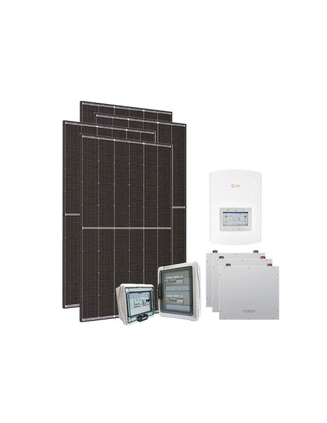 Einphasige Photovoltaik-Kit 6300W PLUS Inverter Solis 6kW Akku Dyness 15.36kWh
