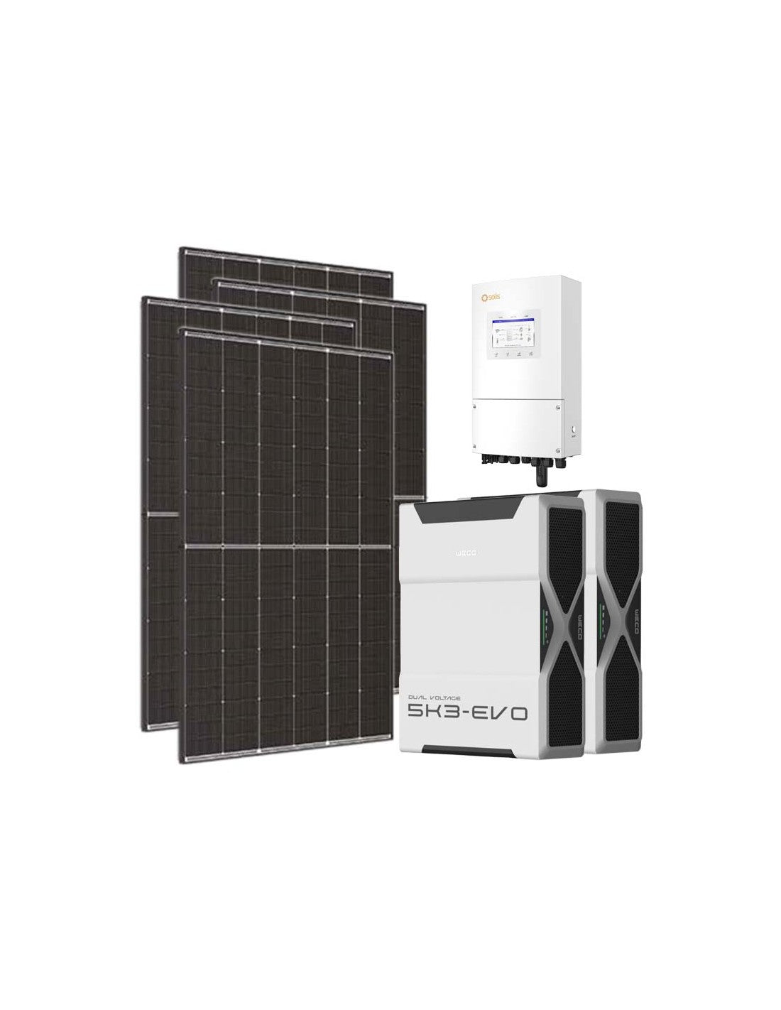 Einphasiges Photovoltaik-Kit 5400W Wechselrichter Solis LV 5kW Lithium 10.4kWh Weco EVO...