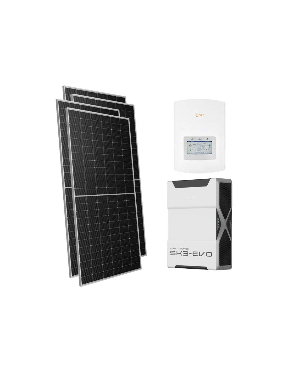Einphasiges Photovoltaik-Kit 6545W Wechselrichter Solis 6kW Lithium 5.2kWh Weco EVO 5k3
