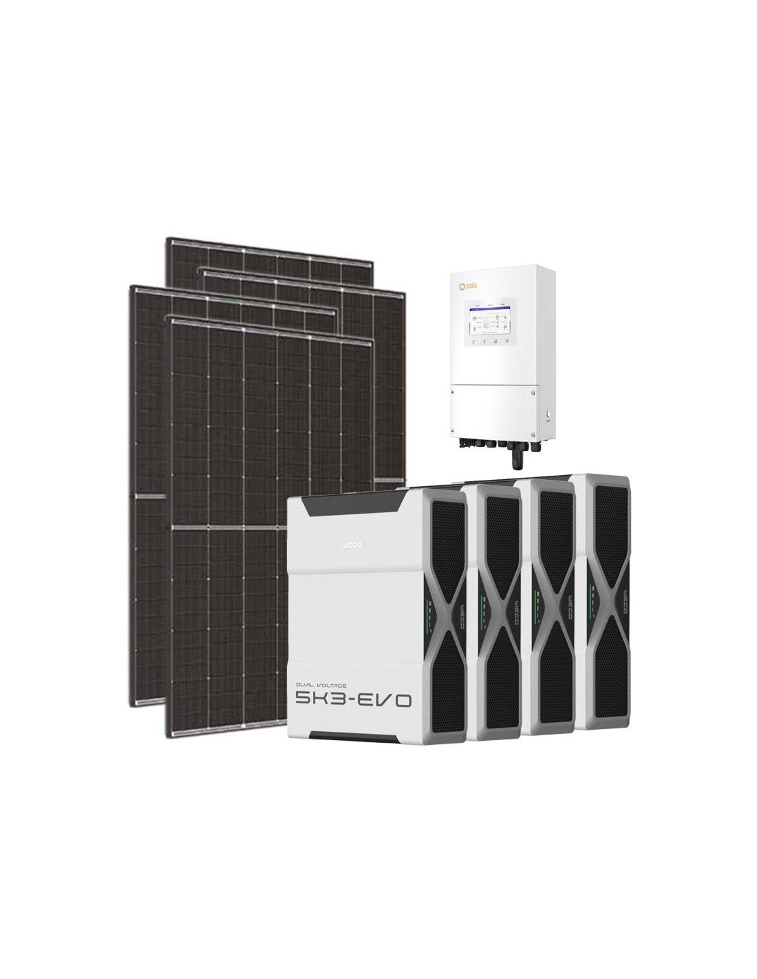 Einphasiges Photovoltaik-Kit 8100W Wechselrichter Solis LV 8kW Lithium 20.8kWh Weco EVO...