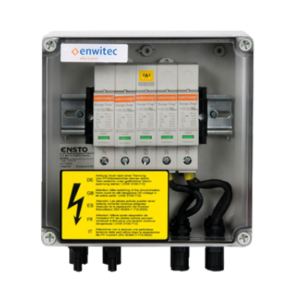 enwitec Überspannungsschutz-Box 2 MPPT, Typ 1+2
je 1 x In / Out, I max je 32 A, SUNCLIX 