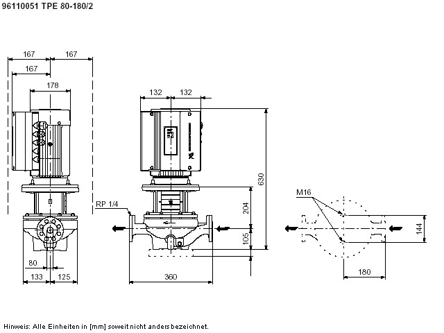 GRUNDFOS Elektr. ger. Trockenläuferpumpe TPE80-180/2 A-F-A-GQQE