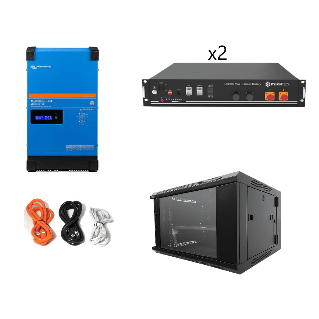Kit Wechselrichter híbrido Victron Multiplus-II 48/3000 + 2xUS2000 Pylontech + Kabels + Rack 6U - TECHNO SUN
