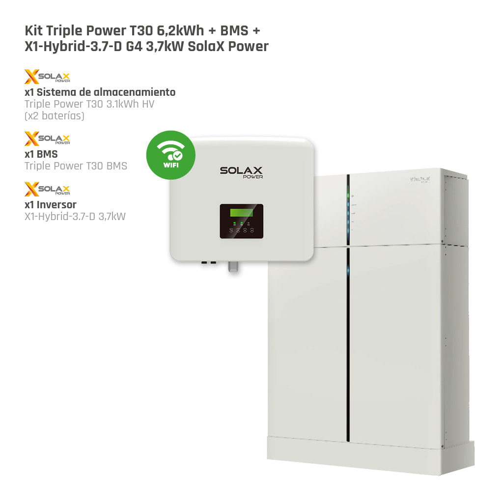 Kit Solax Triple Power T30 (6,2kWh) + BMS + X1-Hybrid-3.7-D 3.7kW