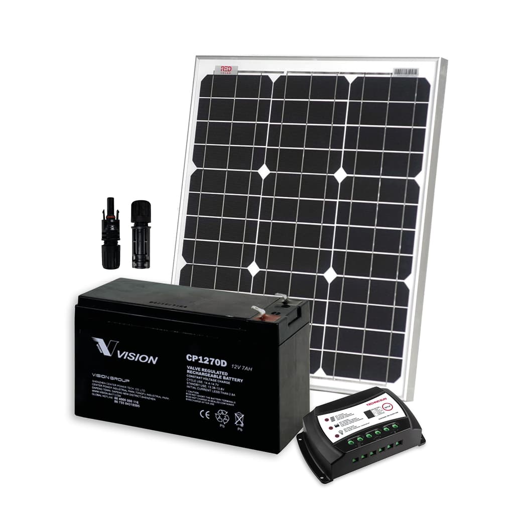 Kit Solar Aislada Regulador PWM + Solarmodul 40W + Batterie AGM 7Ah