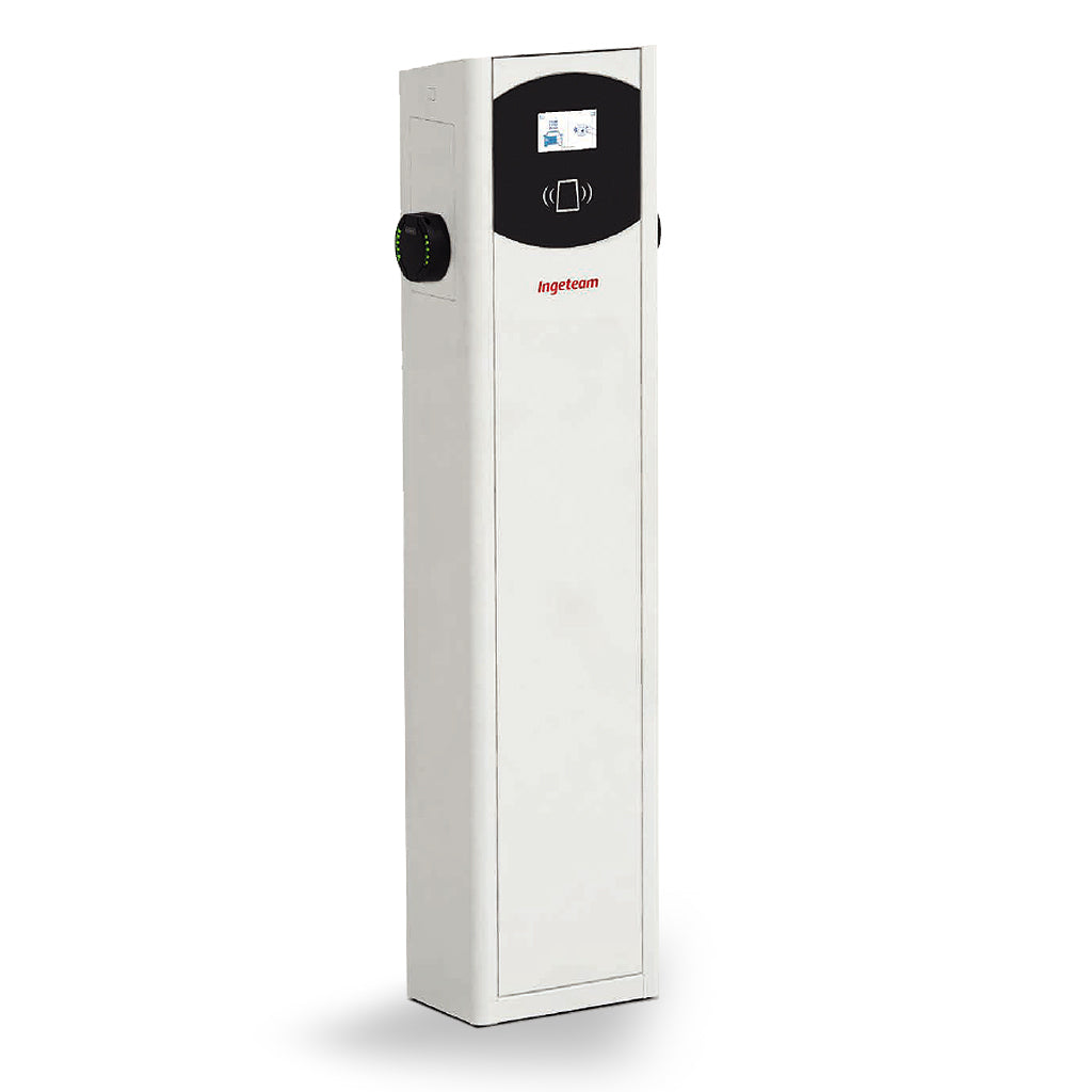 Ladegerät coche eléctrico | Tipo 2 (7,4 kW) + Schuko (2,3 kW) | En poste | Contadores MID | Protecciones | INGEREV FUSIO