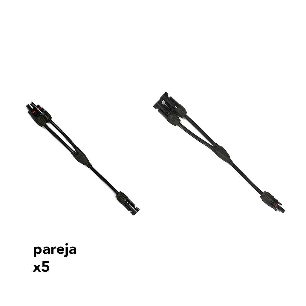 5x pareja conectores paralelo FV 1H/2M und 1M/2H versión latiguillo | 6mm² |1000V | compatible MC4 - ELECSUN