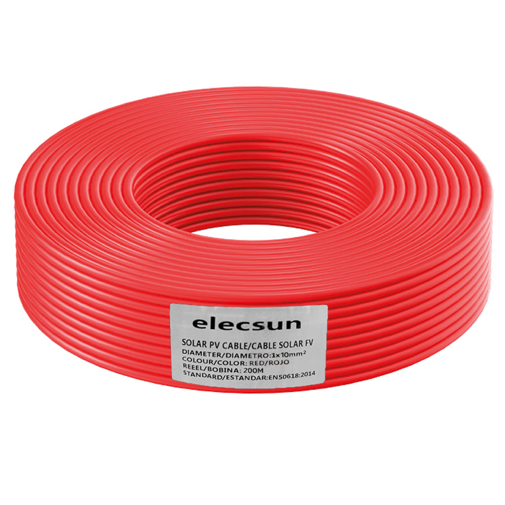 SOLITIA Serie Elecsun Kabel Solar FV H1Z2Z2-K 1x10mm² 1500V rojo (rollo 200m)