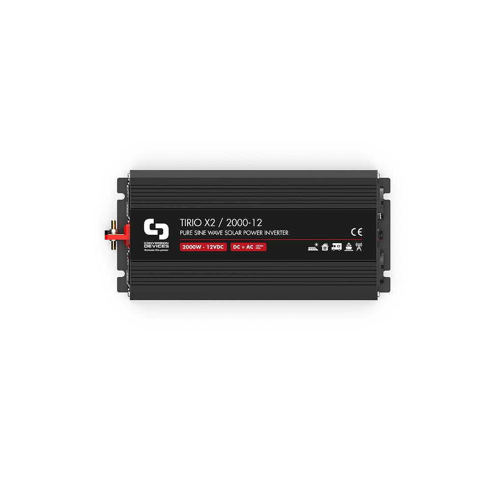 12/2000 Wechselrichter 2000W 12VDC 230 VAC 50HZ | Tirio X2 | x2 Schuko | x1 Ausgang USB | ohne display - CONVERSION DEVI