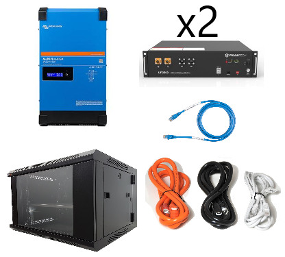Kit Wechselrichter híbrido Victron MultiPlus-II 24/3000/70-32 + batería de litio Pylontech 2xUP2500 + cables + rack 6U -