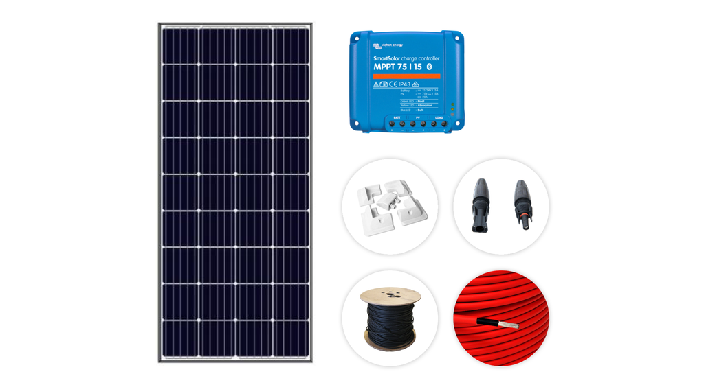 Kit solar Caravana 12V 1000W/día regulador MPPT 15A, mit estructura de fibra ABS und batería 90Ah