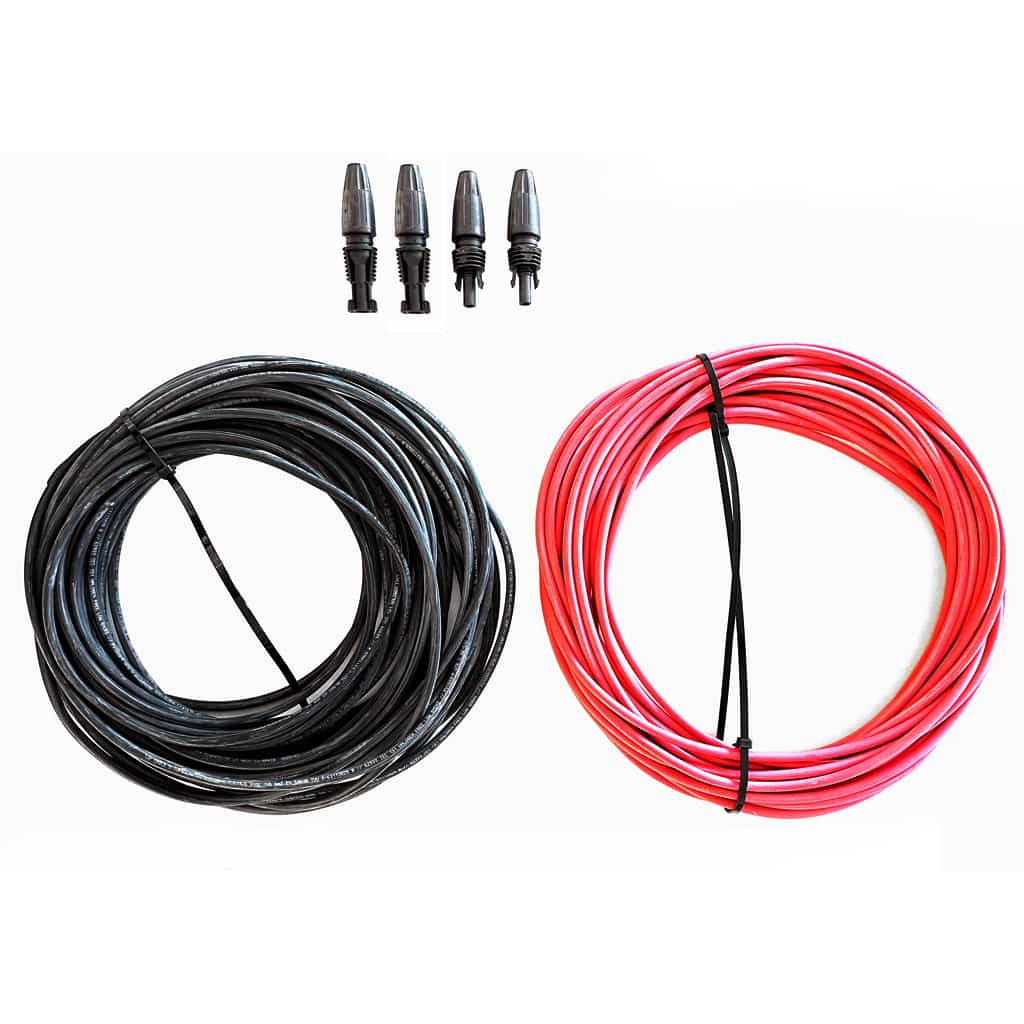 SOLITIA Serie Elecsun Latiguillo cable solar bipolar rojo und negro mit conectores a presión compatibles T4 - 20m