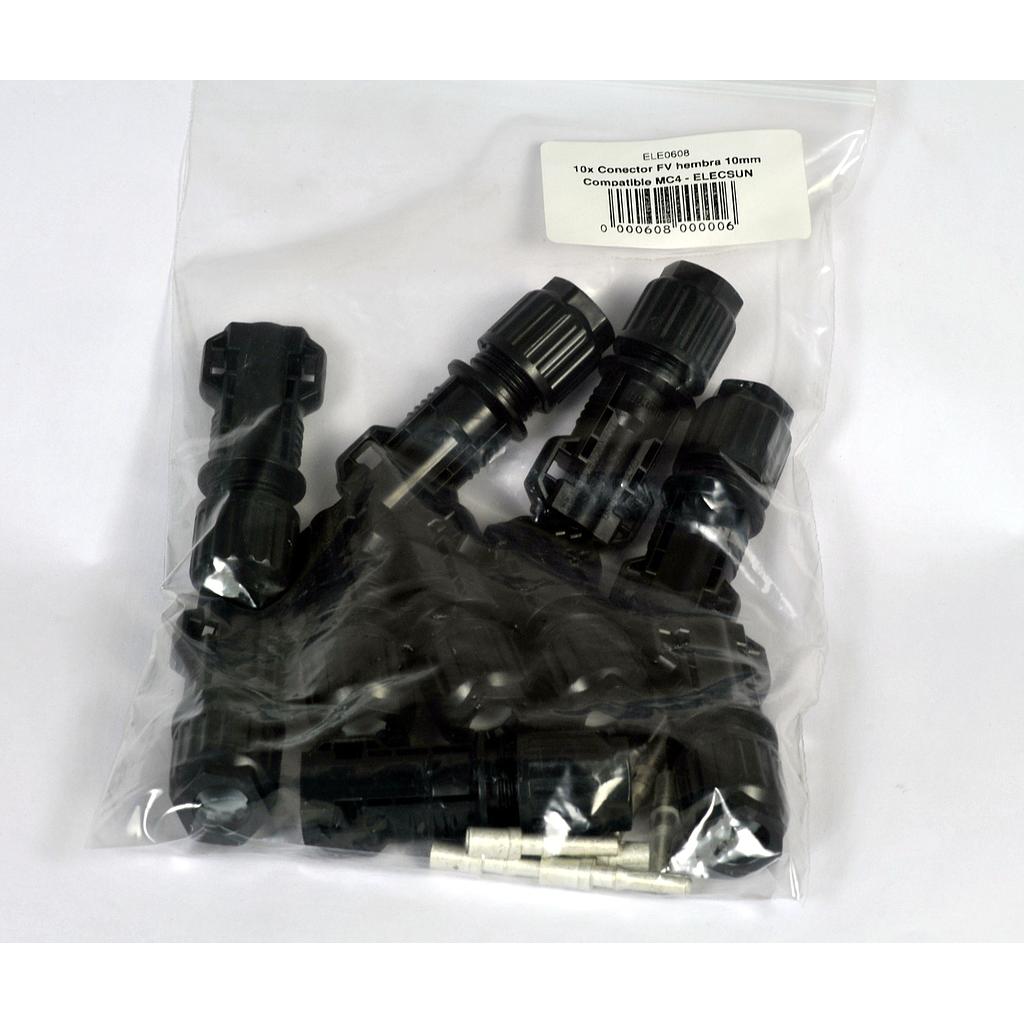 10x Ud. Steckverbinder FV macho 6-10mm | 1000V | mismo diametro que MC4 LC1010 - ELECSUN