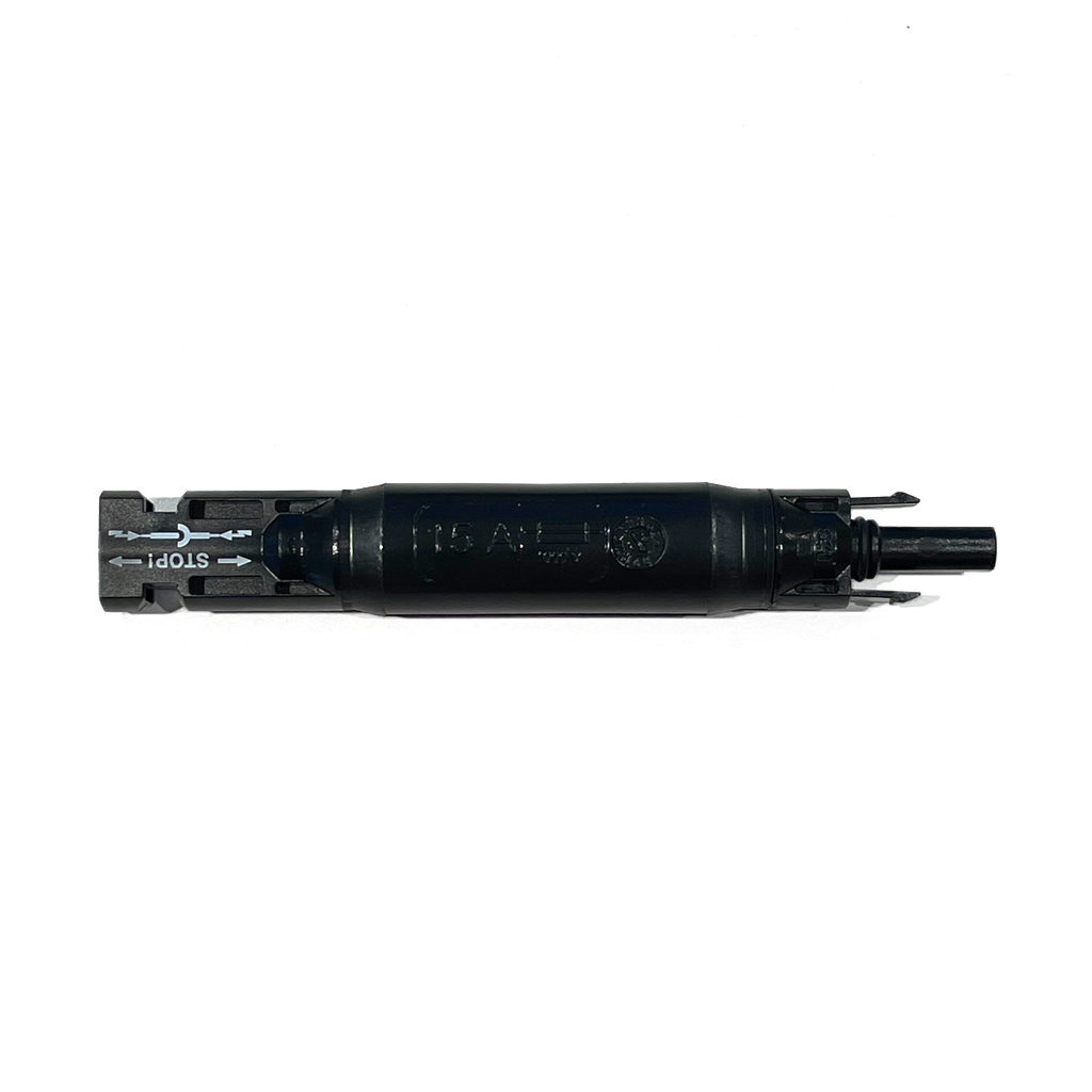 Steckverbinder FV H/M 15A mit fusible integrado in linea | IP68 | 1000V | mismo diametro que MC4 LCF15 - ELECSUN