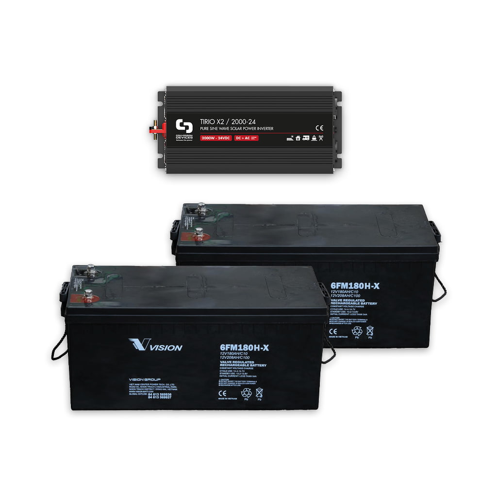 Kit 24Vdc Tirio 2000W + Batterien Vision 180Ah C10