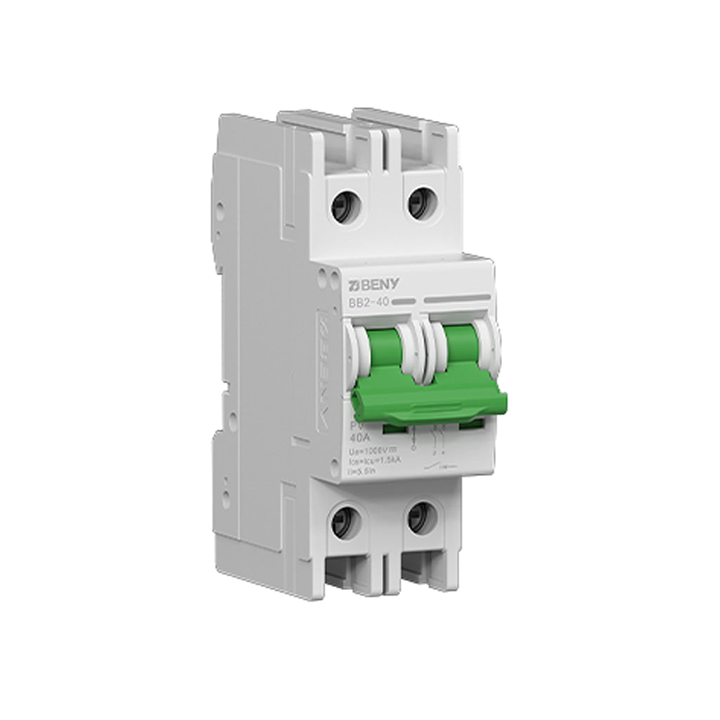 Disyuntor magnetotérmico BB2-40 | 1000VDC-16A | 2 polos | carril DIN | Schutzart strings | BENY