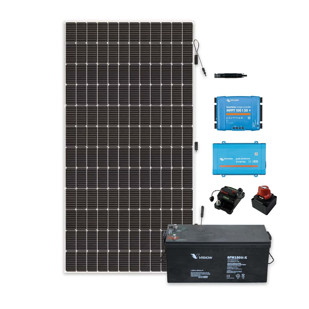SET Autocaravana mit paneles flexibles und batería AGM
