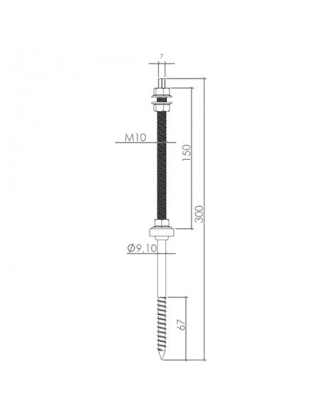 Satz mit 25 Doppelgewindeschraube M10x300mm Wellige Dächer Ein gewelltes
