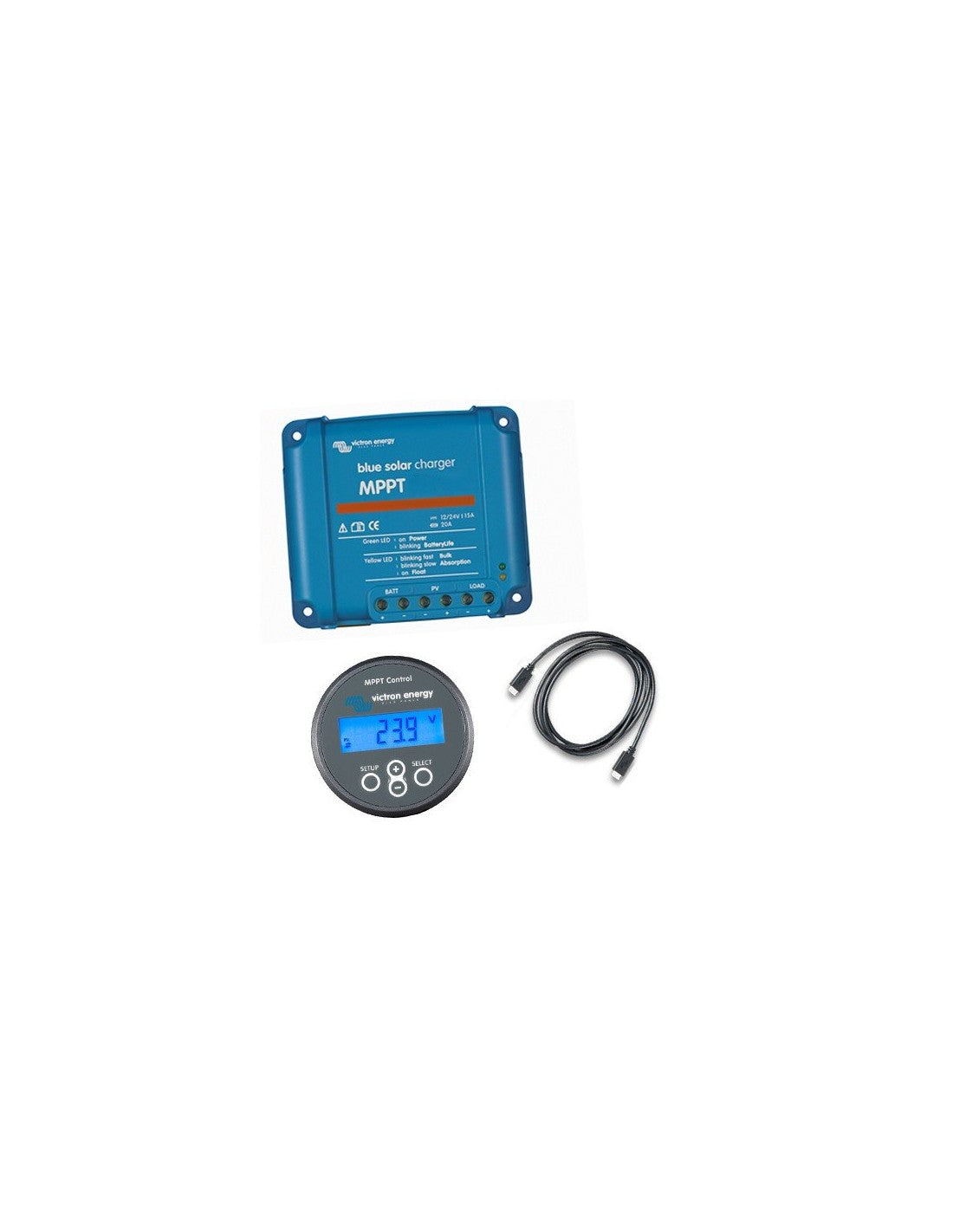 Set Charge Controller MPPT BlueSolar 150/35 150VOC 35A + Display MPPT Control