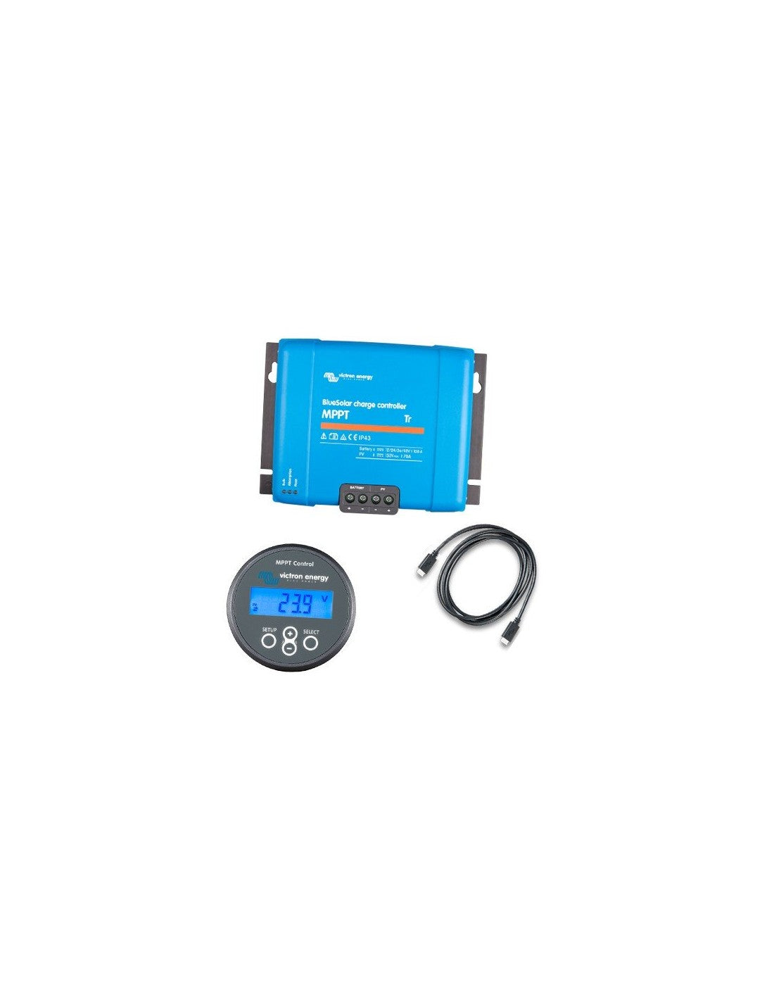 Set Charge Controller BlueSolar MPPT 150/70-Tr 150VOC 70A + Display MPPT Control