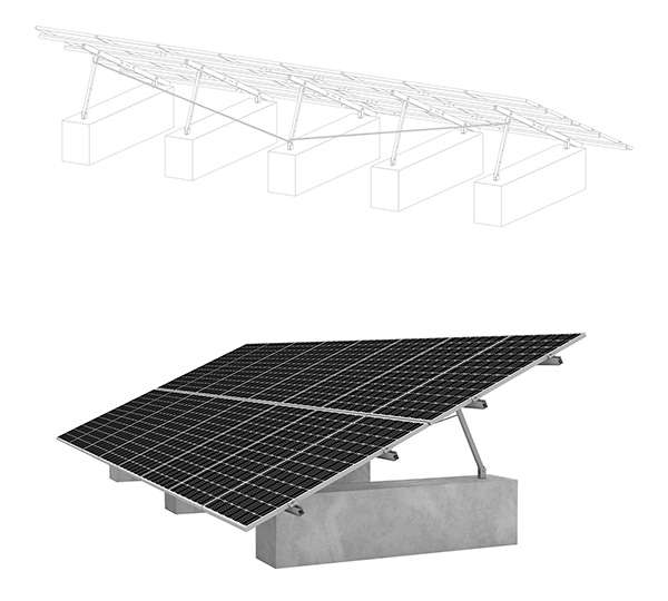 Solarics_K2 SYSTEMS GMBH Freilandsysteme GMS A-RACK 15/20/25° 1.3KN/M² (-> SCHIENE) A-RACK SYSTEM KOMPLETTSET FÜR 16 MODULE