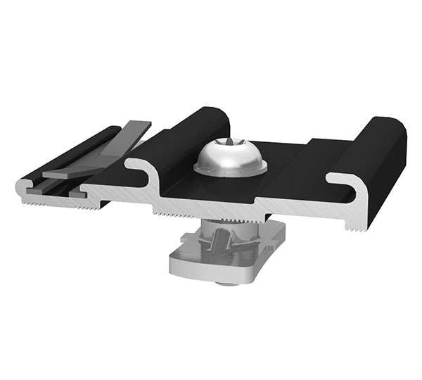 Solarics_K2 SYSTEMS Einlegesysteme INSERTION RAIL KREUZVERBINDER MIT VERDREHSICHERUNG VORMONTIERT, SCHWARZ ELOXIERT