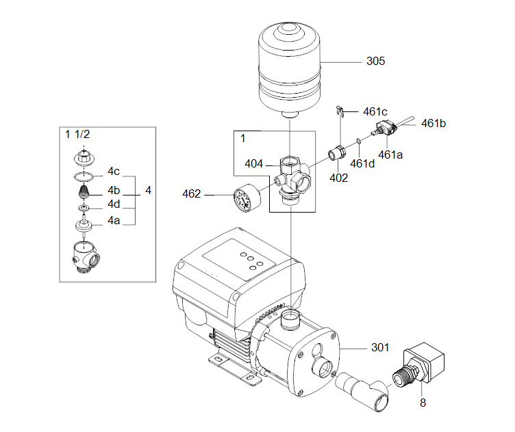 GRUNDFOS Druckerhöhungsanlage CMBE 1-44 I-U-C-C-G-A - Art Nr. 98563698