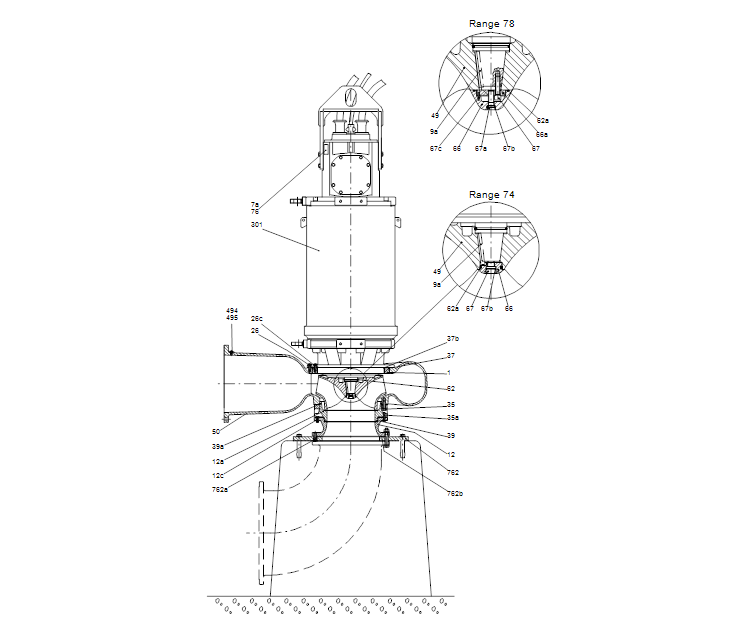 GRUNDFOS Tauchmotorpumpe S2.100.250.1250.6.72H.D.487.G.N.D.61H Art.97685855