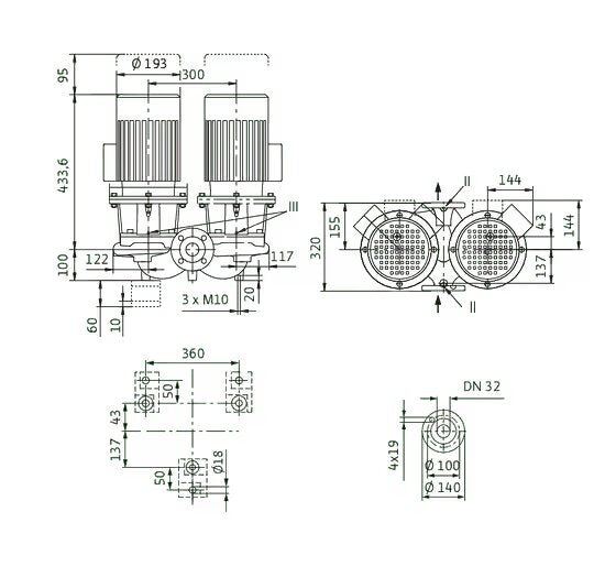 WILO Einstufigen Trockenläufer-Kreiselpumpe DL 32/160-3/2,DN32,3x400V,3kW Art: 2121013