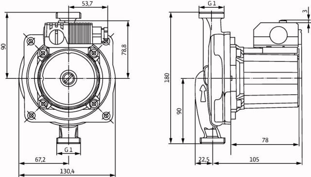 Wilo Nassläufer-Standardpumpe Star-STG 15/9,Rp1/2,1x230V,110W