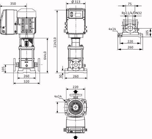 Wilo verti.mehrst.Kreiselpumpe Multivert MVIE 5204