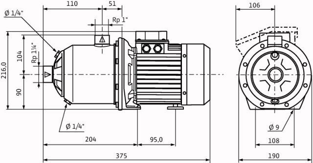 Wilo Hochdruck-Kreiselpumpe Economy MHI 403-2/V/1-230-50-2,G11/4/G1,0.55kW