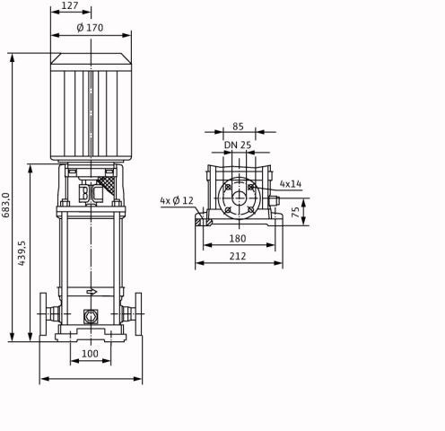 Wilo Hochdruckkreiselpumpe Multivert MVI 108