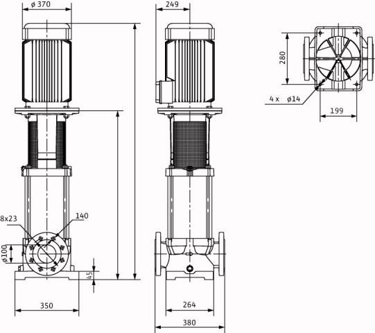 Wilo Hochdruck-Kreiselpumpe MVI 7004-3/25/E/3-400-50-2,DN100,22kW