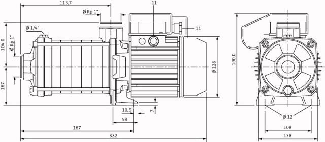 Wilo Hochdruck-Kreiselpumpe Economy MHIL 302-E-1-230-50-2,Rp1/Rp1,910W