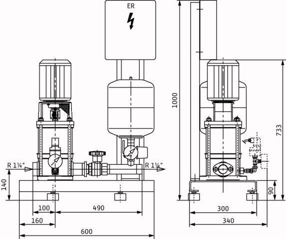 Wilo Druckerhöhungsanlage Economy CO-1 MVI 207/ER Rp5/4/R5/4