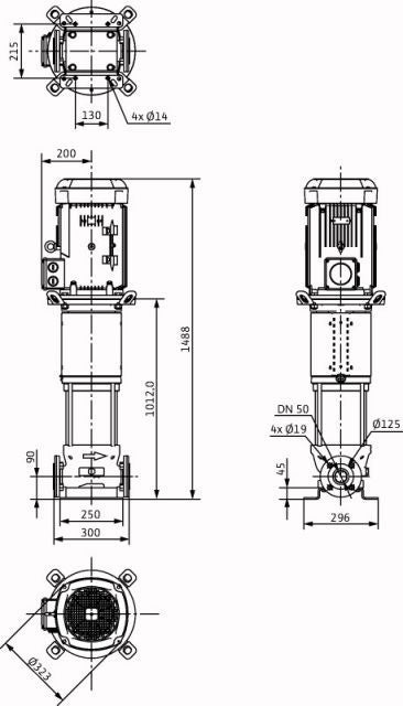 Wilo Hochdruck-Kreiselpumpe Helix V3606/2-3/16/E/K/400-50,DN65,15kW