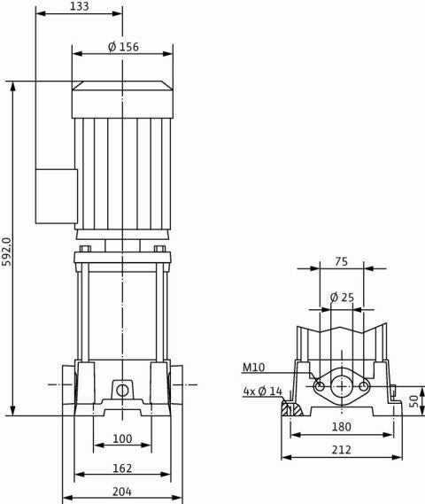 Wilo Hochdruck-Kreiselpumpe MVIL 309-16/E/1-230-50-2,DN32,1.5kW