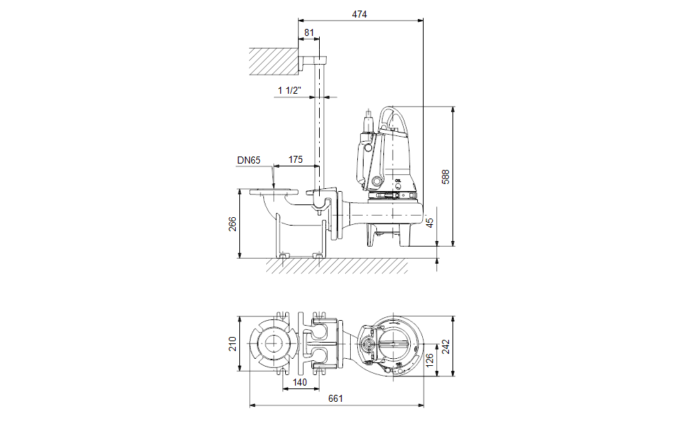 GRUNDFOS Abwasserpumpe SL1.50.65.11.E.Ex.2.1.502 230V 10m Kabel - Art. 96878456